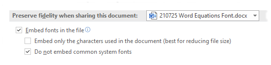 Microsoft Word embed font in file