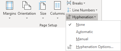 Microsoft Word Layout Hyphenation
