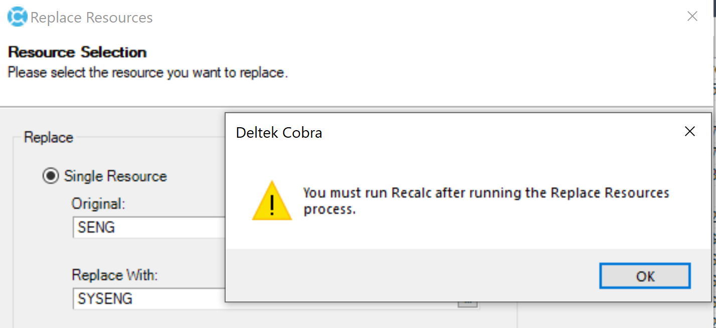 Deltek Cobra Resource Selection